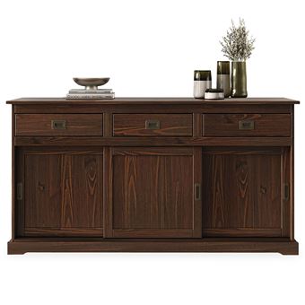 Buffet salle à manger SAVONA L 160 cm en bois massif - Coloris noyer - 1