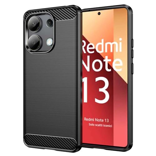 Coque pour Xiaomi Redmi Note 13 4G - housse etui silicone gel carbone + verre trempe - NOIR - htdmobiles