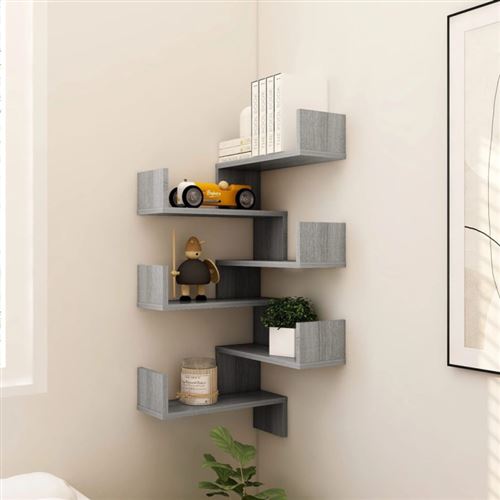 Non Communiqué Sonoma Gris Étagères D Angle Murales 2 Pcs 40X40x50 Cm Bois - Image 1