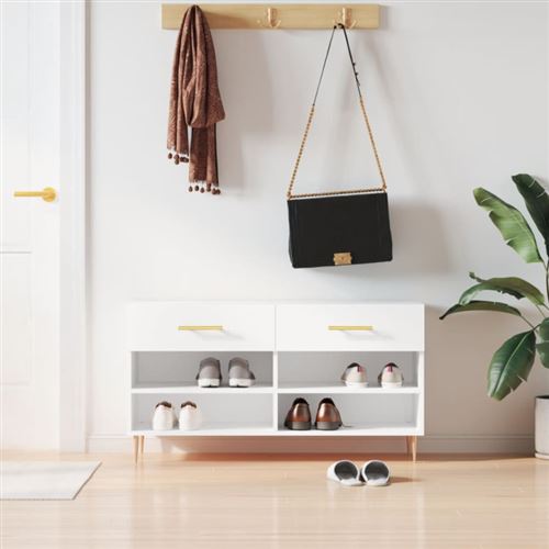 Vidaxl Blanc Banc À Chaussures 102X35x55 Cm Bois D Ingénierie - Image 2