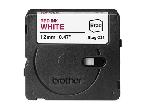PTOUCH Ruban rouge/blanc non laminé BTAG-232 PT-N10/N20/N25BT 12 mm