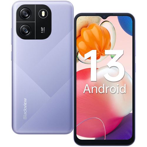 Blackview WAVE 6C Téléphone Portable Débloqué Android 13 4Go+32Go 6.517 HD+ 8MP+5MP 5100mAh Face ID,4G Dual SIM - Violet