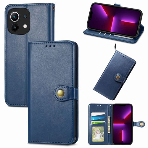 MPFRANCE Housse pour Xiaomi Mi 11 5G Bleu [Porte Carte, etui portefeuille, boucle]