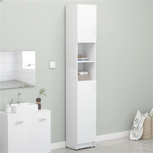 Armoire de salle de bain 32x25.5x190 cm Aggloméré Blanc