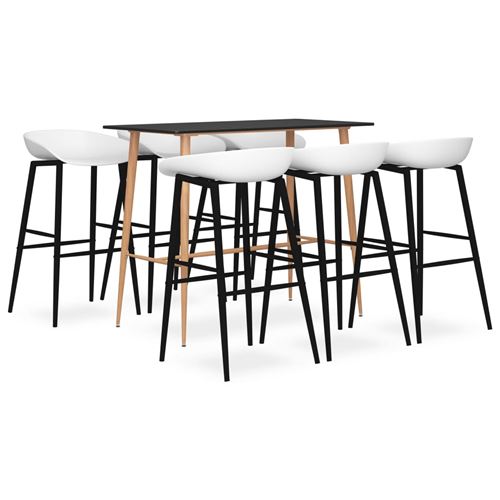 Ensemble De Bar 7 Pcs Noir Et Blanc Vidaxl