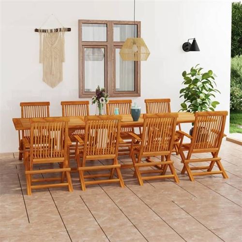 Non Communiqué Marron Vidaxl Salon De Jardin 9 Pcs Ensemble De Salle À Manger Table Et Chaises À Dîner Mobilier De Repas Patio Extérieur Bois 3059613