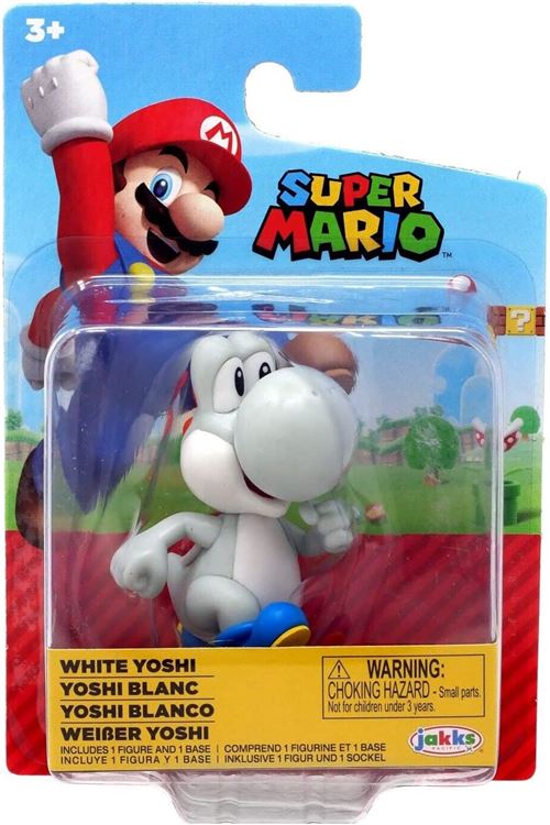 Jakks Pacific - World of Nintendo - Super Mario - 41145 - Figurine articulée 6.3cm - Personnage Yoshi Blanc