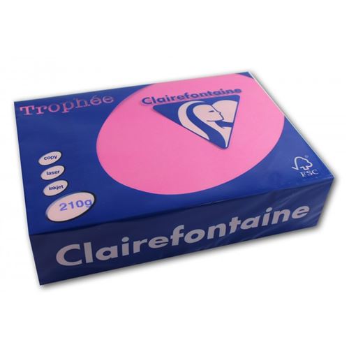 250 feuilles A4 - 210g - Couleur vives - Rose fuschia - Trophée Clairefontaire 2209C
