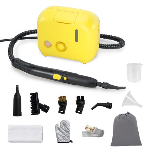 Non Communiqué Jaune Giantex Nettoyeur Vapeur Portatif 1500W Avec 11 Accessoires, Réservoir D'eau 1L,