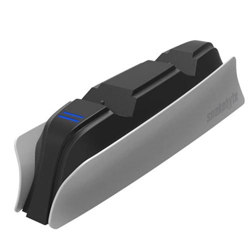 Double socle de chargement pour manettes PS5 - Playstation 5 - Socle de charge pour deux manettes - SNAKEBYTE - Blanc et noir