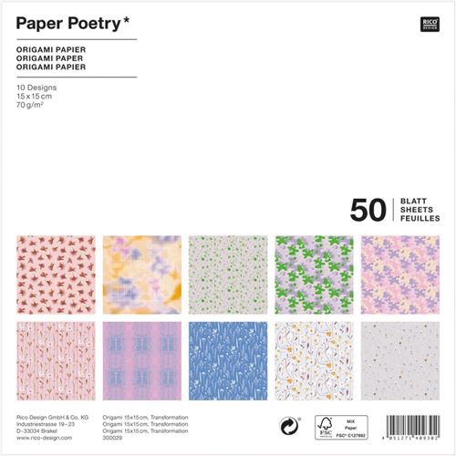 Papier Origami Rico Design - Collection Transformation - 15 x 15 cm - 50 feuilles