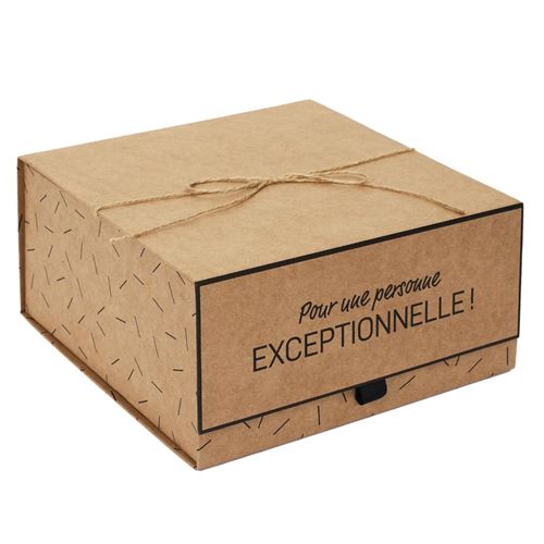 boîte cadeau carton kraft pliable 25x25x12cm - Modèle aléatoire - DI2862