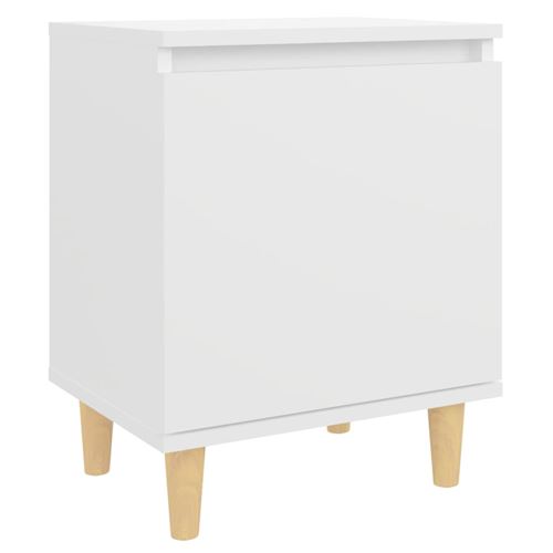 vidaXL Table de chevet avec pieds en bois massif Blanc 40x30x50 cm
