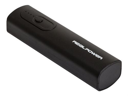 Realpower PB-T1 - Banque d'alimentation - 2600 mAh - 1 A (USB) - sur le câble : Micro-USB