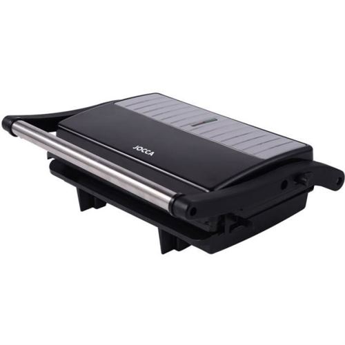 Grill multifunción Jocca con placas antiadherentes de apertura de 180 grados, sistema de bisagras flotantes para ajustarse a casi cualquier tamaño de pan o carne, asa de toque frío, fácil de limpiar y
