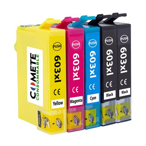 COMETE CONSOMMABLE COMETE - 603XL - 5 Cartouches d'encre Compatibles Epson 603 XL - Marque fran&ccedil;aise