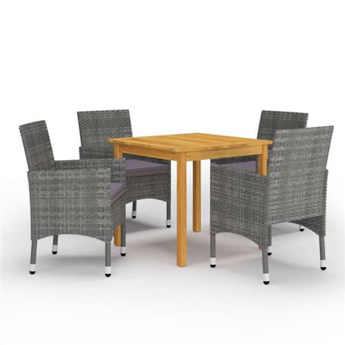 Non Communiqué Gris Ensemble À Manger De Jardin 5 Pcs