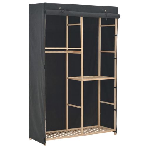 vidaXL Garde-robe à 3 niveaux Gris 110 x 40 x 170 cm Tissu
