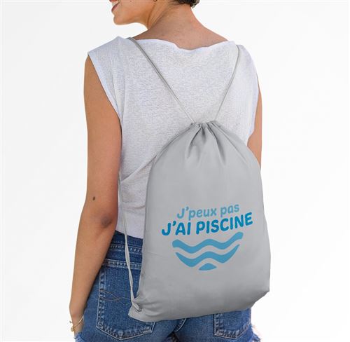 Fabulous Sac de Gym en Coton Noir J'peux pas j'ai piscine 12