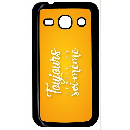 Coque samsung galaxy core+ plus toujours croire en sois meme fond orange