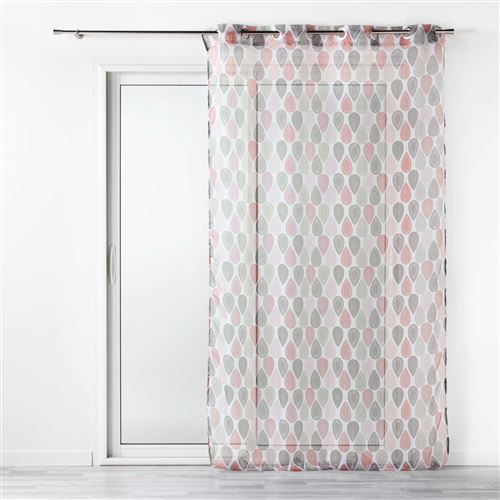 Voilage a oeillets 140 x 240 cm voile imprimé transfert Palpito Rose Douceur d'Intérieur