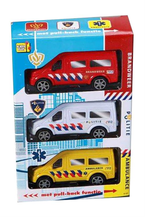 3 services d'urgence de voitures en plastique W / B 8191