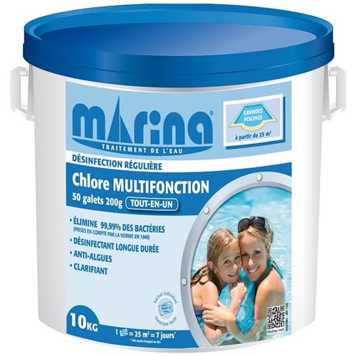 Chlore multifonction galets 200g Marina - 10kg
