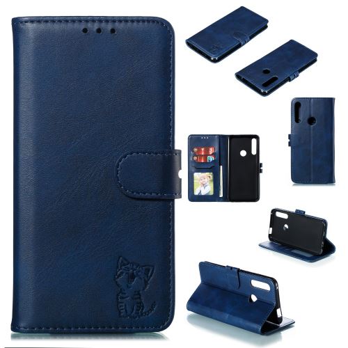 Etui en PU modèle de chat avec support bleu pour votre Huawei P Smart Z