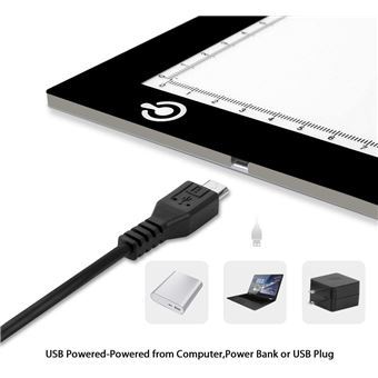 Tablette Lumineuse A3 5mm Portable Tablette Lumineuse Dessin avec Câble USB  et Scale, Luminosité Réglable et Mémoire Magnétique Touche Tactile, pour