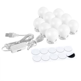 Kit d'éclairage LED pour Miroir de Courtoisie - 10 Ampoules LED Réglables -  Bande USB
