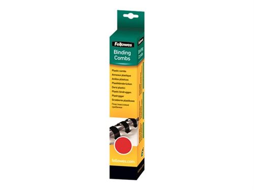 Fellowes - Baguettes De Reliure Plastiques, Format A4, 6 Mm, Rouge Pqt 25