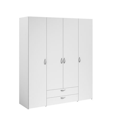 Varia Armoire De Chambre 4 Portes Decor Blanc L 160 Cm Achat