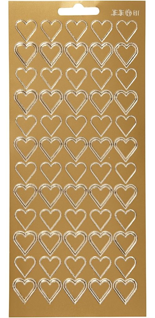 Creotime autocollants en aluminium coeurs 1 feuille d'autocollant or