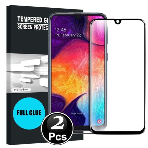 Samsung Galaxy A50/A30 Vitre protection d'ecran en verre trempé incassable protection integrale Full 3D Tempered Glass FULL GLUE - [X2-Noir]