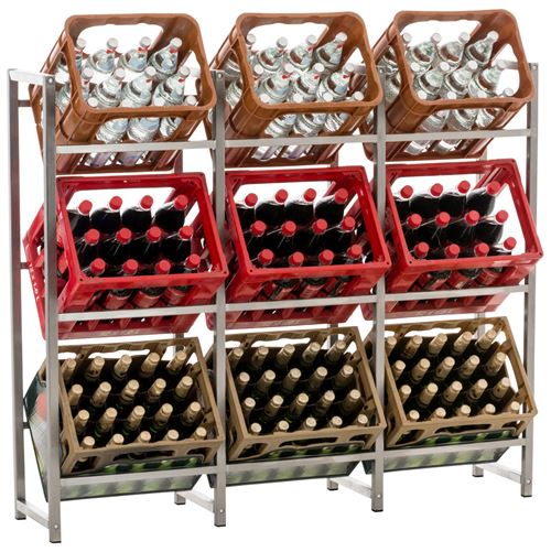 Range bouteilles LENNERT pour 9 caisses - Couleur Acier inoxydable
