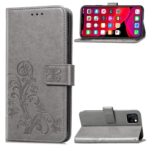 Etui en PU trèfle avec support gris pour votre Apple iPhone XR (2019) 6.1 pouces