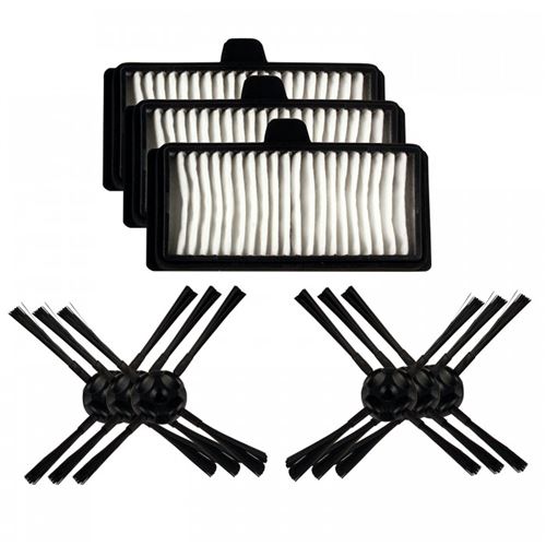 Menalux MRK03 3 Filtres Hygiène Lavables + 6 Brosses Latérales pour Aspirateur Adaptable pour LG