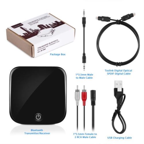 Qumox Transmetteur Bluetooth 4.1 Émetteur et Récepteur 2 en 1 avec 3,5mm AUX et SPDIF / Optique Digital TOSLINK, aptX et Basse Latence