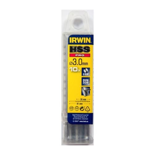 Irwin Forets Hss Pro Taillés Meulés - Ø 3 Mm - Longueur : 61 Mm - Lot De 10