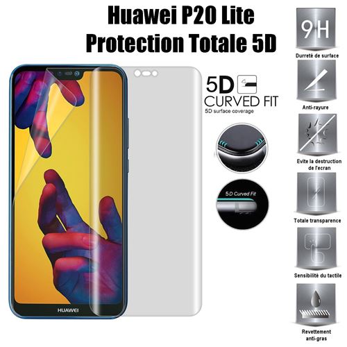 Huawei P20 Lite Vitre protection d'ecran en verre trempé incassable protection integrale Full 3D Tempered Glass - Advansia