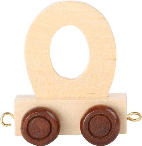Small Foot chariot de train lettre O bois beige 5 x 3,5 x 6 cm