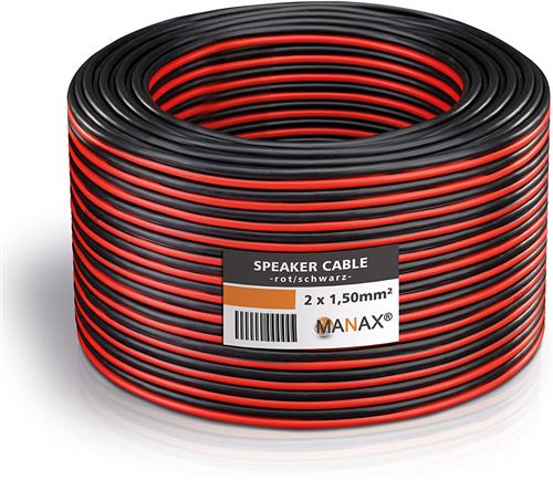 MANAX - N°67728 - Câble Noir/Rouge, 2 x 1,50 mm²
