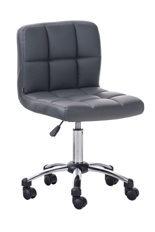 Tabouret de travail Medica - Chaise de bureau sans dossier- Revêtement Similicuir - Hauteur réglable Pivotant - Couleur Gris