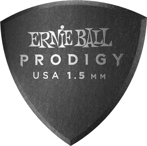 Ernie Ball 9332 - Médiators prodigy sachet de 6 noir bouclier large 1,5mm