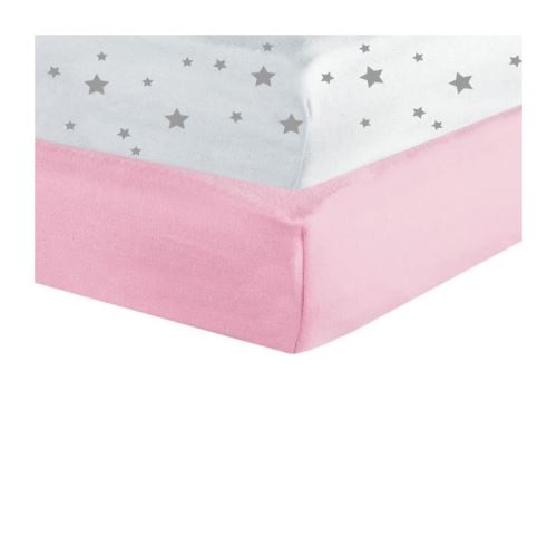 trois kilos sept lot de 2 drap housse - etoiles / rose