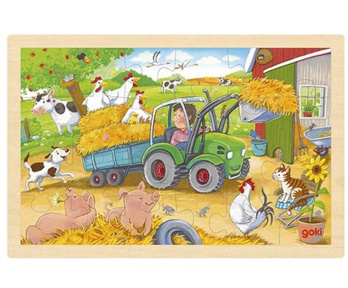 Goki puzzle Petit tracteur 30 x 20 x 1 cm bois 24 pièces