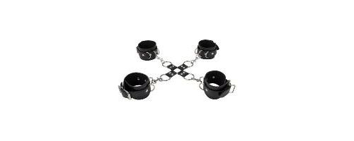 Menottes 4 attaches cuir de Ouch! (Couleur : NOIR)