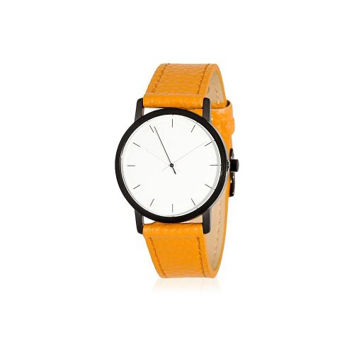 Montre Mixte La Trotteuse Cadran 34 mm En Acier Blanc Et Bracelet Jaune En Cuir LT006
