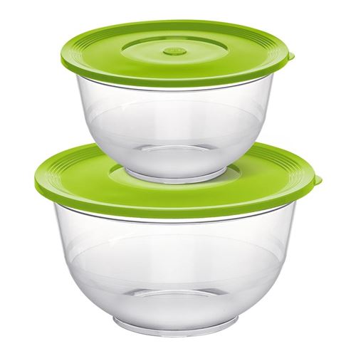 Emsa 514563 superline saladier avec couvercle lot de 2 pièces san polyéthylène transparent vert 22 26 cm