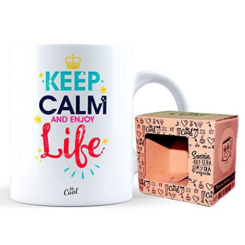 Mr Cool co-t173 Tasse céramique 33 Cl dans une boîte cadeau avec inscription 'keep calm and enjoy life'